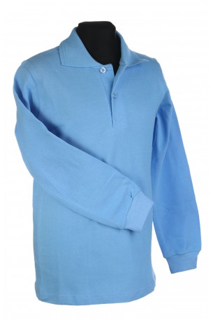 Polo marškinėliai ilgomis rankovėmis (Spalva: Šviesiai mėlyna)